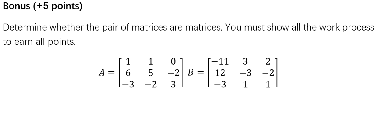 Determinants and inverses quiz part 1