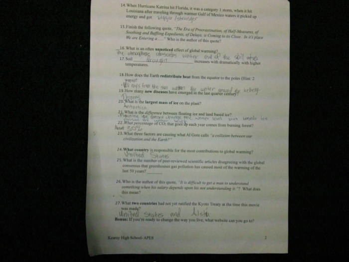 An inconvenient truth worksheet answers