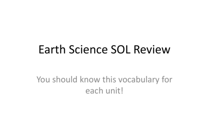 Sol earth science knowledge essential questions sheet review