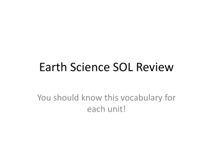 Sol earth science knowledge essential questions sheet review